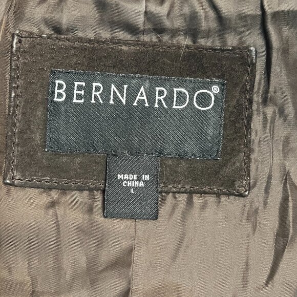 BernardoGenuine Leather Jacket Fur Collar Finn Raccoon L Brown Women's VTG Luxe - Picture 5 of 10